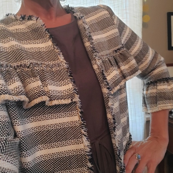 Soft Tweed Ruffle Blazer - Picture 3 of 6